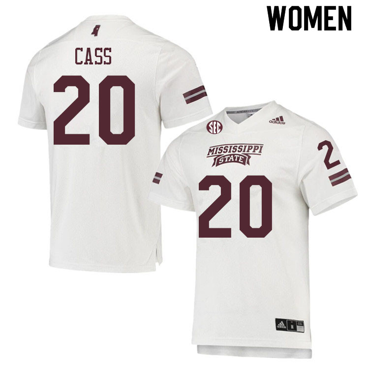 Women #20 Kyle Cass Mississippi State Bulldogs College Football Jerseys Sale-White